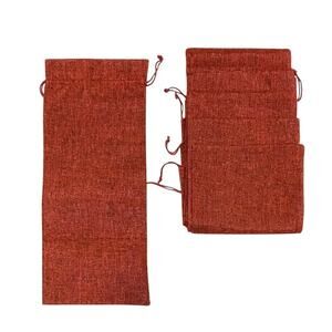 Unbranded-Red Rustic Burlap Bags (6) Drawstring Closure   NWOTS